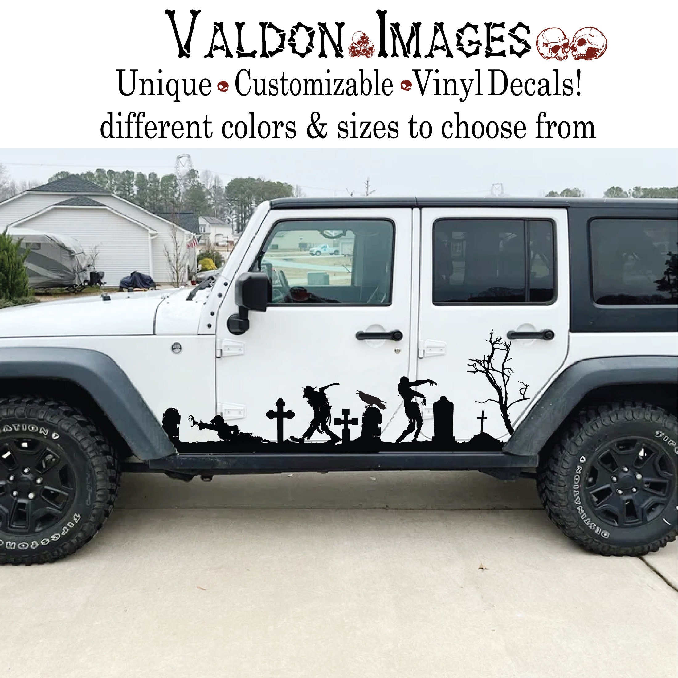 Zombie Walk Universal Full Body Car Decals, Full Side Vinyl Decal Trim to Fit Graphics, Side Sticker for Cars,Trucks,SUV,Off Road Vehicle