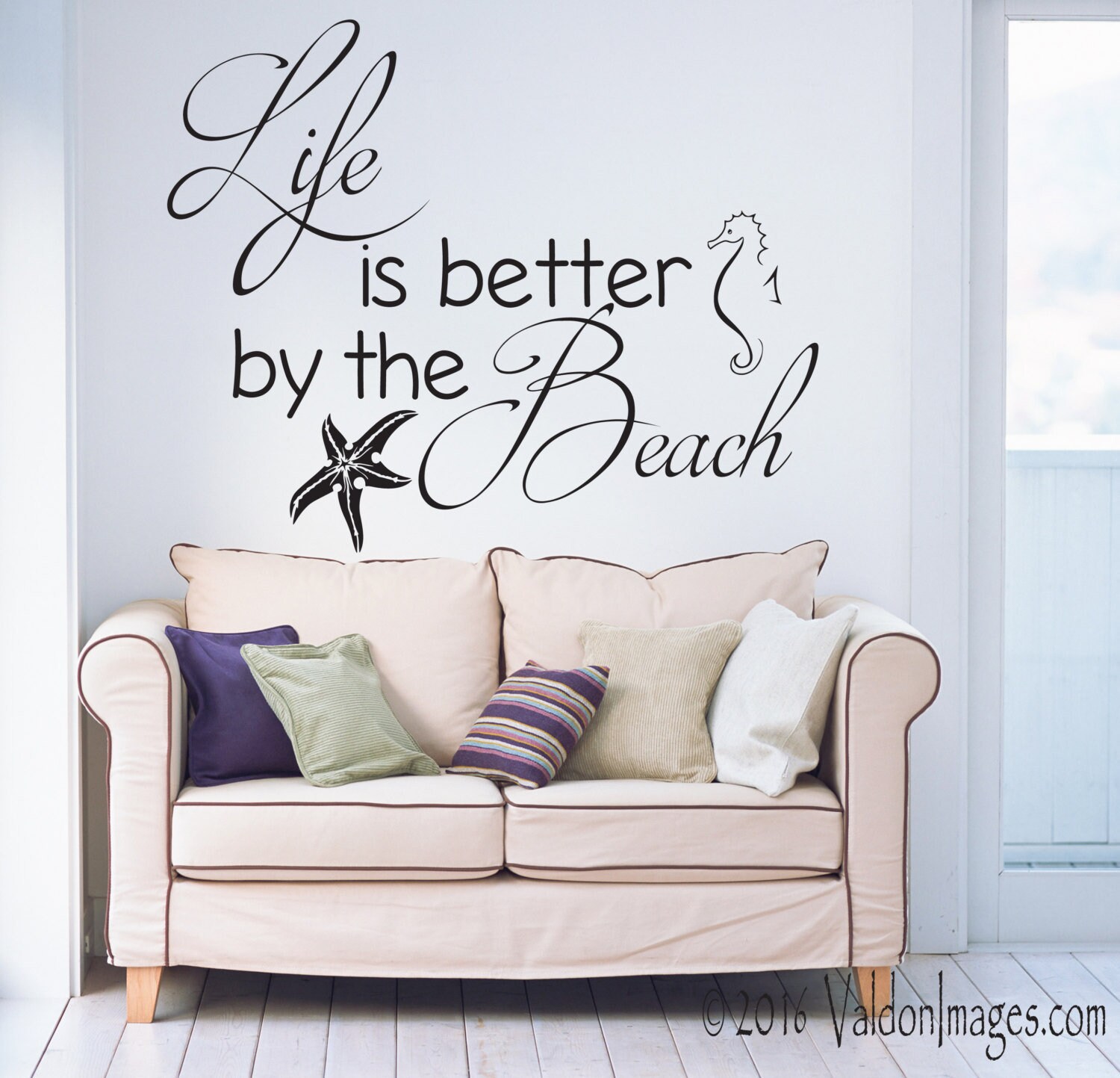 Better by the beach quote beach decor wall decalcoastal