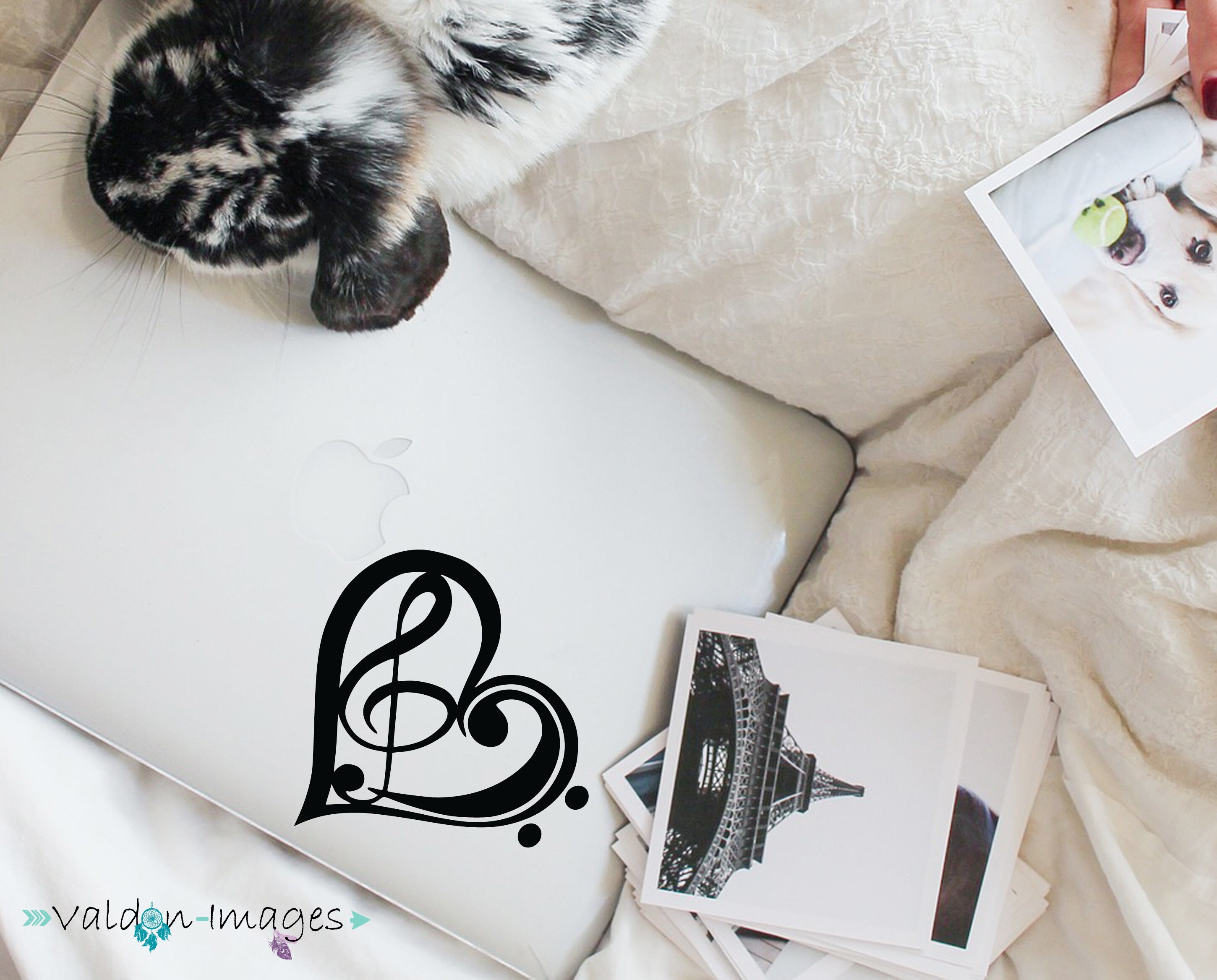Treble Clef Heart Shape Car Decal, Music Note Gift, Car Decal for Women ...