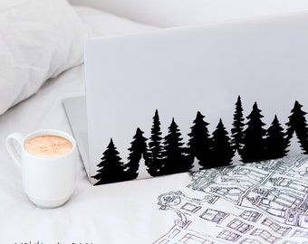 Treescape Hiking Car Decal, Mountain Travel Decal, Nature Laptop Decal, Adventure Car Sticker, Car Decal For Women, Rustic Gifts for Men