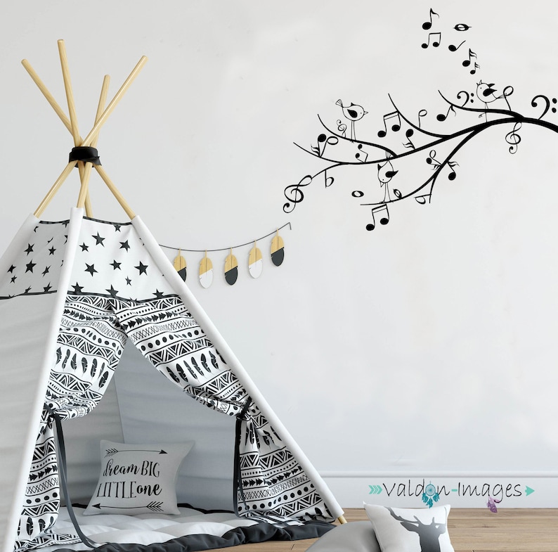Music Tree Wall Decal Bird Wall Decal Music Decor Living Etsy