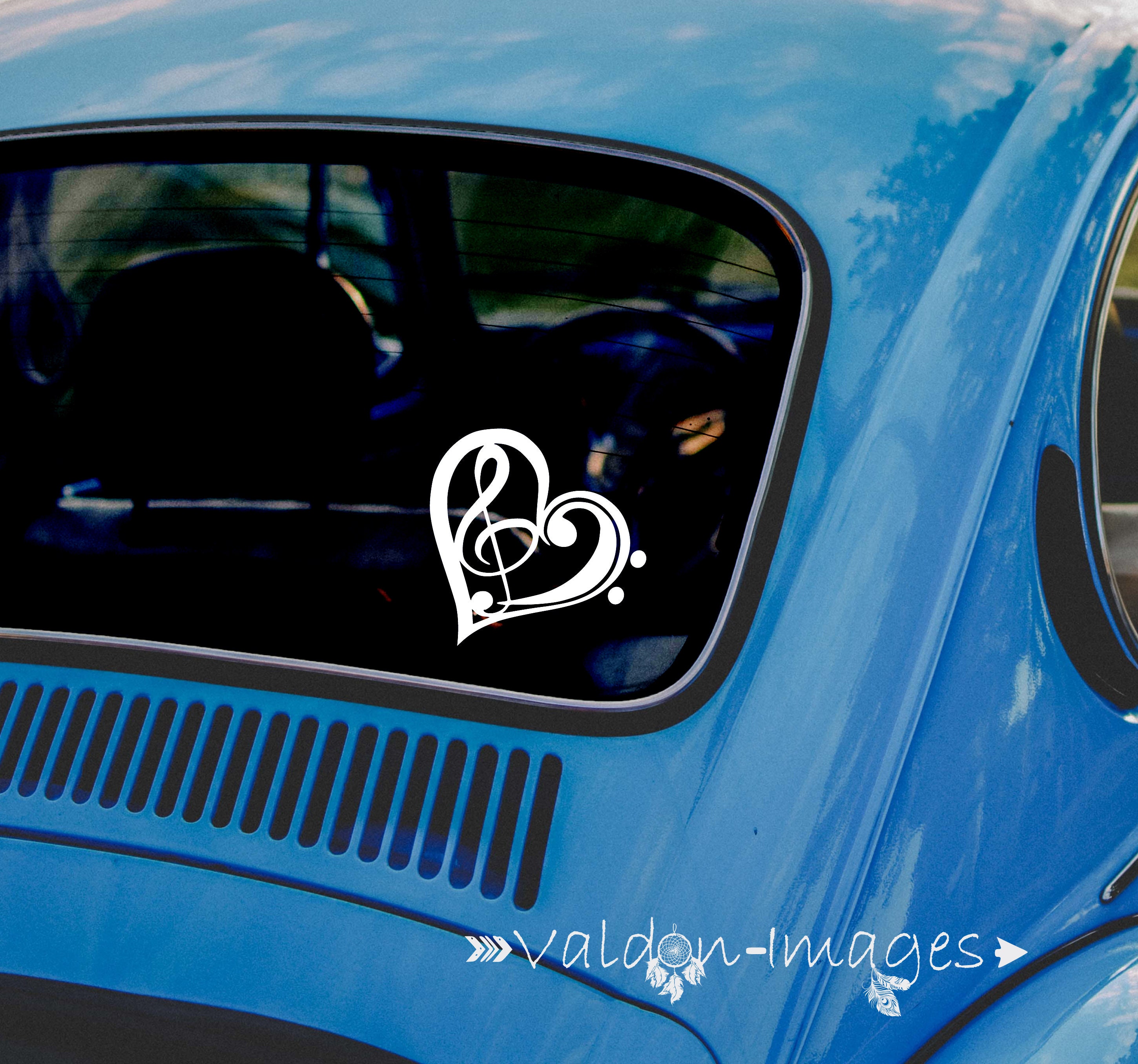 Treble Clef Heart Shape Car Decal, Music Note Gift, Car Decal for Women ...