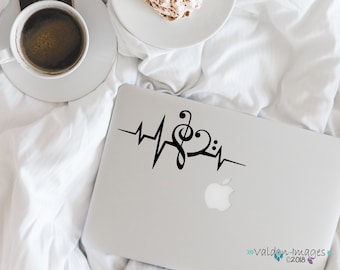 Heartbeat music note decal, heartbeat car decal, music gift ideas, music laptop decal, music note skin, music sticker, car decals for women