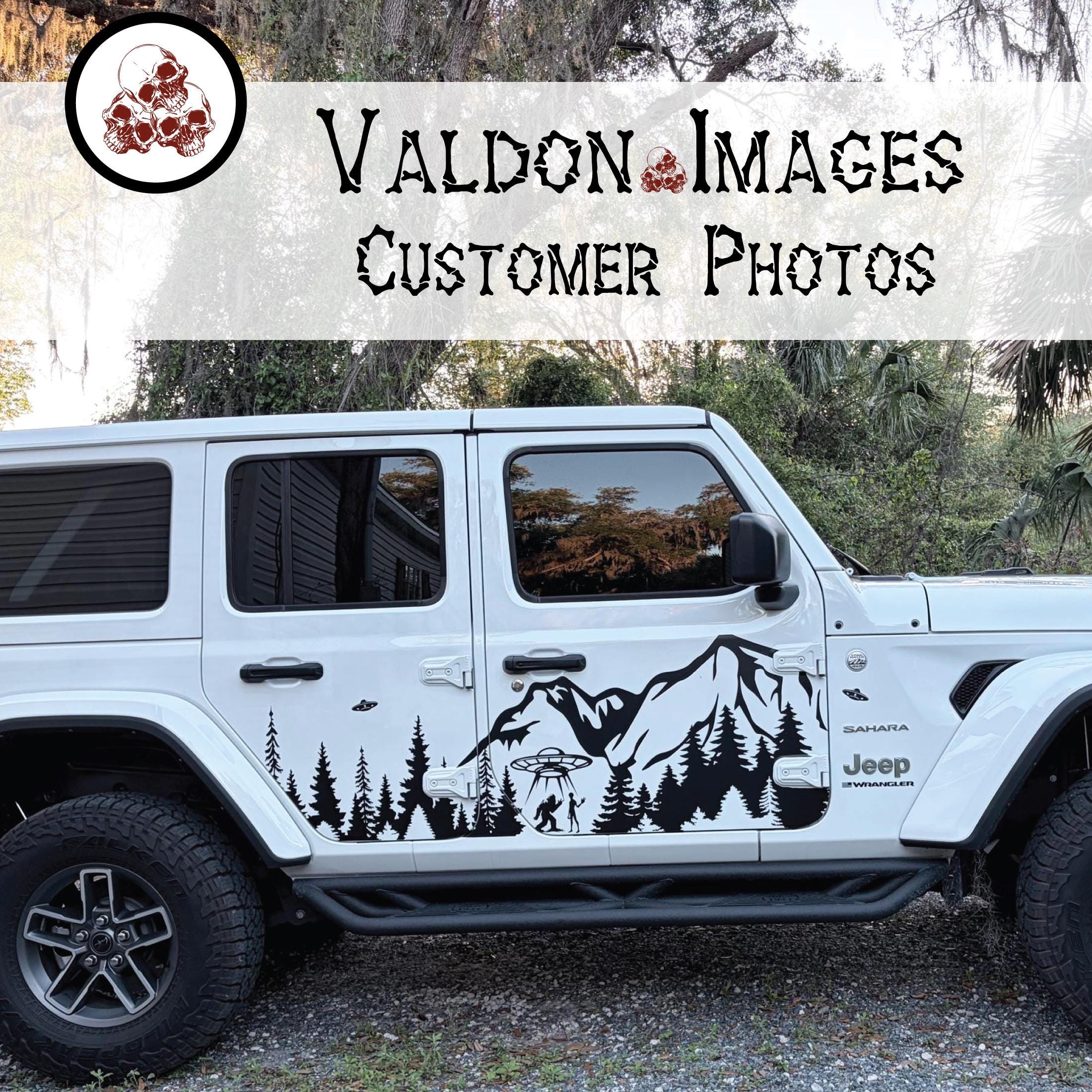 Alien and Bigfoot Forest Universal Full Body Car Vinyl Decals