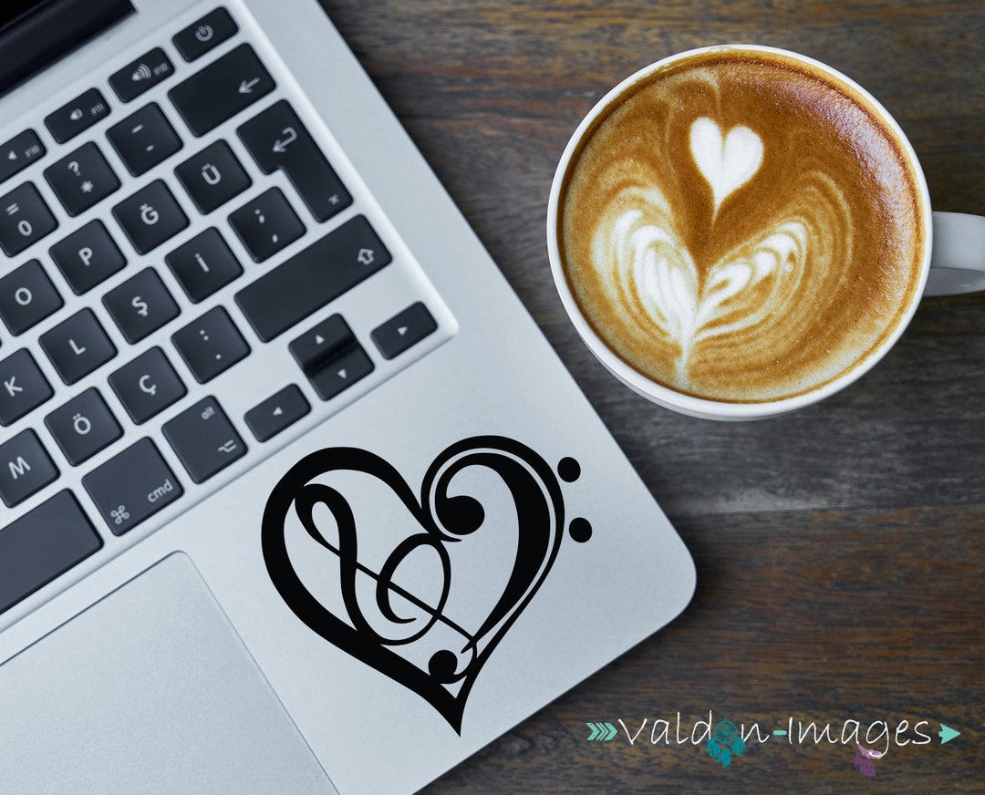 Treble Clef Heart Shape Car Decal, Music Note Gift, Car Decal for Women ...