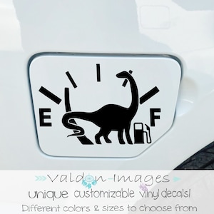 Brontosaurus Empty Gas Tank Car Decal, Funny Car Decal, Dino Laptop Decal, Vinyl Decal, Car Sticker, Laptop Sticker, Unisex Dinosaur Gifts
