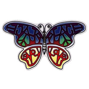 Peace Love Butterfly - Translucent Window Sticker / Decal (5&quot; X 4&quot;)