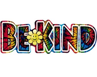Be Kind Tie Dye - Translucent Window Sticker / Decal (6.5&quot; X 2.25&quot;)