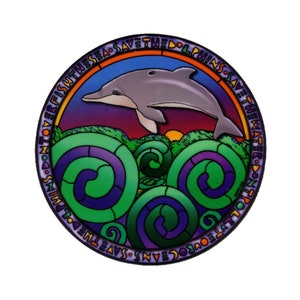 Dolphin Spirals - Translucent Window Sticker / Decal (5&quot; Circular)