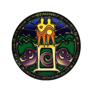 Zwillinge astrologische Zeichen - transluzente Fenster Aufkleber / Aufkleber (4.5&quot;)