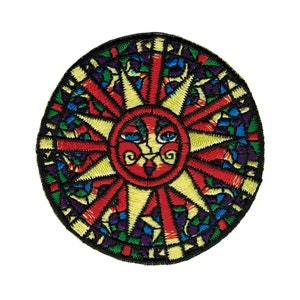 Stained Glass Sun Patch - Iron On or Sew On (2.5" Circular)