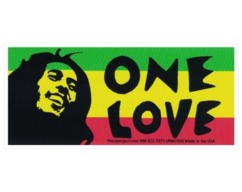One Love Reggae Rasta Good Vibes Music Quote Small Bumper Sticker Car Laptop Water Bottle Decal 4.38-by-2 Inches