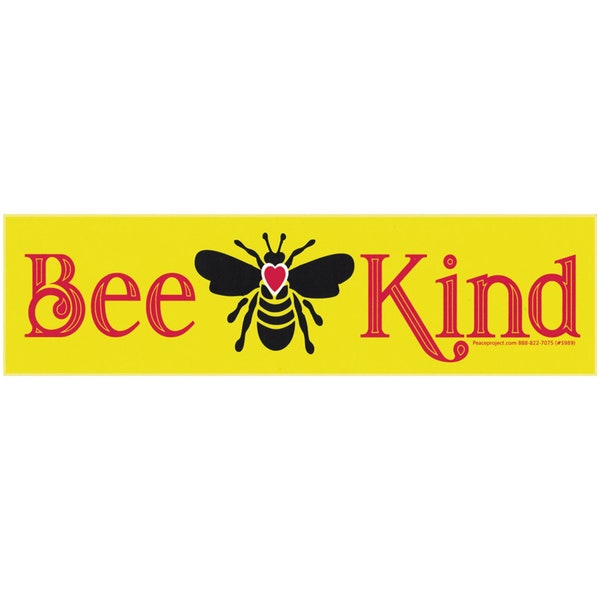 Bee Kind Positivity Motivational Environmental Car Bumper Sticker Decal for Cars, Laptops, Lockers and Windows Decal 8.75-by-2.38 Inches