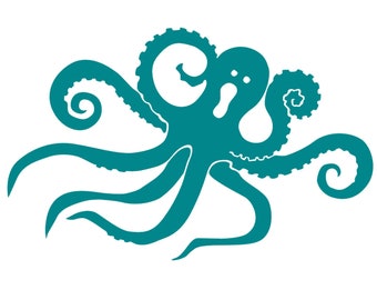 Octo-Scream Screaming Octopus Vinyl Decal / Rub On Sticker - 14 colors available (6.3" X 4")