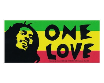 One Love Reggae Rasta Good Vibes Music Quote Bumper Sticker Car Locker Decal 5.88-by-2.63 Inches