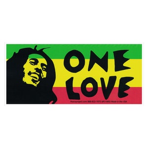 One Love Reggae Rasta Good Vibes Music Quote Bumper Sticker Car Locker Decal 5.88-by-2.63 Inches