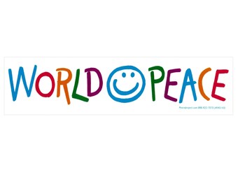 World Peace - Petit autocollant de pare-chocs anti-guerre / décalque d’ordinateur portable décalque ou aimant 8 par 2 pouces