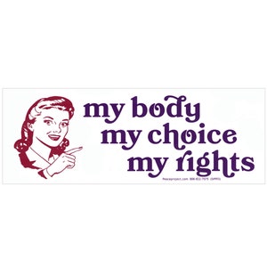 My Body My Choice My Rights Pro-Choice Bumper Sticker Auto Decal or Magnet 8-by-2.9 Inches