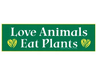 Love Animals Eat Plants Small Vegetarian Vegan Car Bumper Sticker Auto Decal or Magnet 8.5-by-2.5 Inches