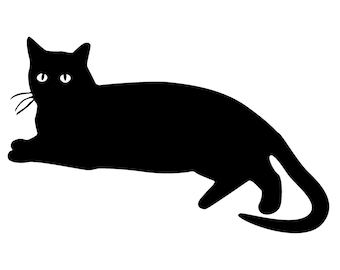 Reclined Cat Vinyl Decal / Rub On Sticker - 14 colors available (5.5" X 3.4")