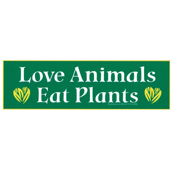 Love Animals Eat Plants Small Vegetarian Vegan Car Bumper Sticker Auto Decal or Magnet 8.5-by-2.5 Inches