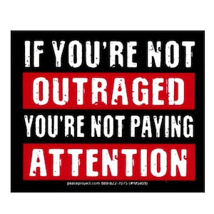 If You're Not Outraged You're Not Paying Attention - Small Bumper Sticker/Laptop Decal or Car / Fridge Magnet 3.5-by-3 Inches