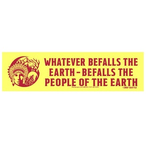 Whatever Befalls The Earth Befalls The People Of The Earth Chief Seattle Quote Environment Large Car Bumper Sticker 8.75-by-2.5 Inches