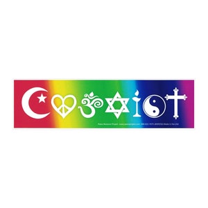 Koexistieren Religiöse Symbole Interfaith Regenbogen Frieden Großer Autoaufkleber/Laptop Aufkleber oder Magnet