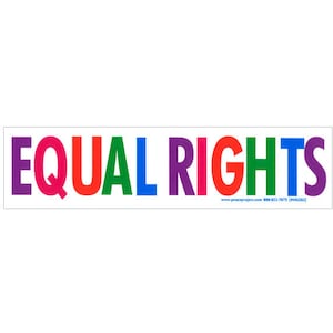 Equal Rights - Small Gender Equality Bumper Sticker / Laptop Decal or Magnet, 7-by-1.75 Inches