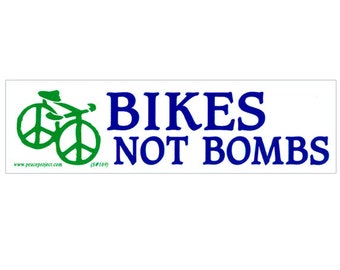 Bikes Not Bombs - Small Biking for Peace Bumper Sticker / Laptop Decal or Magnet