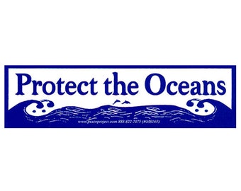Protect The Oceans Environmental Preservation Small Bumper Sticker Laptop Skateboard Locker Decal or Magnet 5.5-by-1.75 Inches