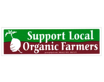 Steun lokale biologische boeren - Kleine bumper sticker / laptop sticker of magneet