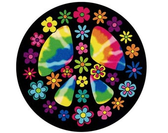 Flowery Hippie Peace Sign - Small Bumper Sticker / Laptop Decal