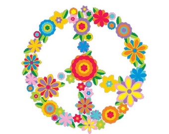 Flower Peace Sign Floral Anti-War Bumper Sticker / Laptop Decal