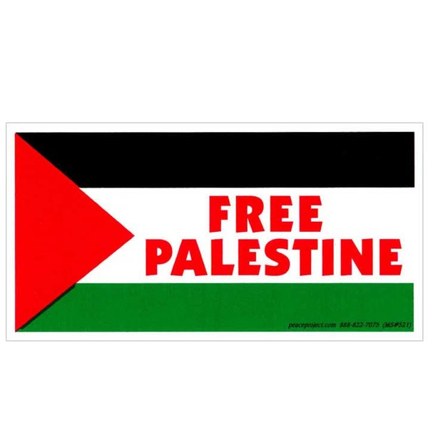 Free Palestine - Middle East Peacemaking Bumper Sticker / Decal or Magnet, 5.75-by-3 Inches