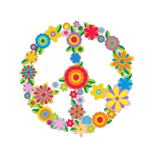 Flower Peace Sign - Small Bumper Sticker / Laptop Decal