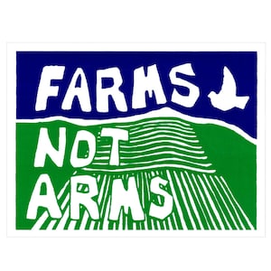Farms Not Arms Anti-War Anti-Violence Small Car Bumper Sticker Laptop Skateboard Water Bottle Decal 4.75-by-3.5 Inches