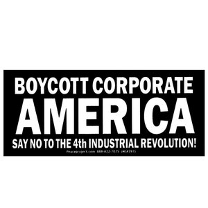 Peace Resource Project Boycott Corporate America 4th Industrial Revolution Adesivo per paraurti per auto di piccole dimensioni, per laptop, skateboard, 6 x 2,5 pollici