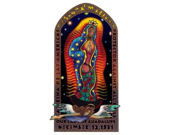 Lady of Guadalupe - Translucent Window Sticker / Decal (3.25" X 6")