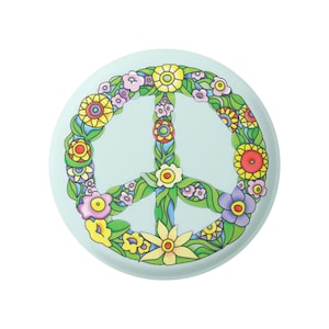 Floral Peace Sign / Symbol Button Pinback for Shirts, Jackets, Backpacks, Hats or Fridge Magnet 1.5 Inches