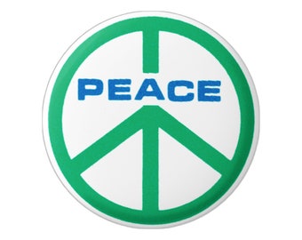 Palabra de paz dentro de Peace Sign Anti-War Button Pinback para mochilas, chaquetas, sombreros o imán de refrigerador de 1.25 pulgadas