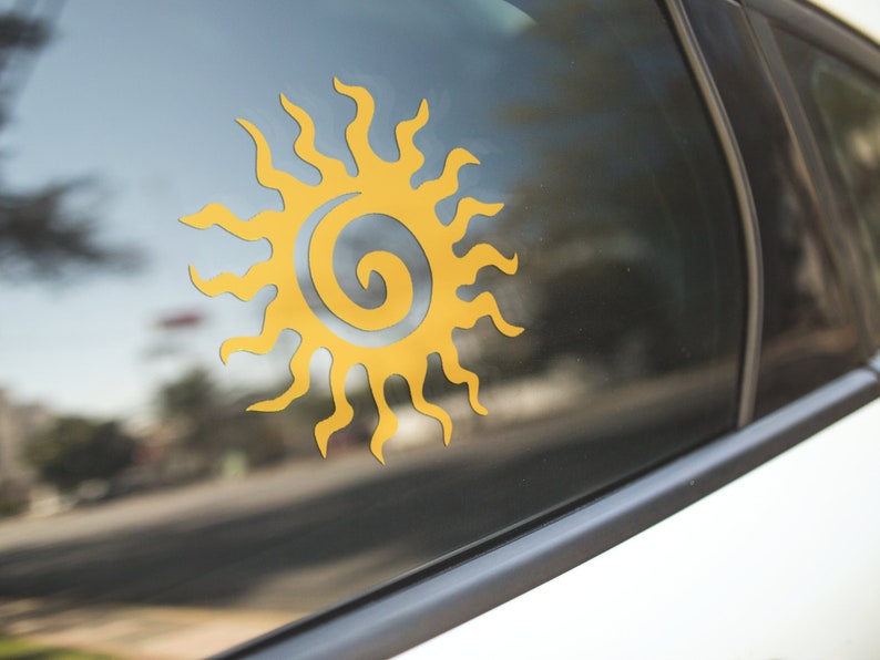 Spiral Sun Vinyl Decal / Rub on Sticker - 14 Colors Available (5