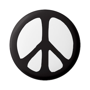 Peace Sign Anti-War Symbol in Black over White Pinback Button for Backpacks, Jackets, Hats, or Fridge Magnet Round 1.25 Inches