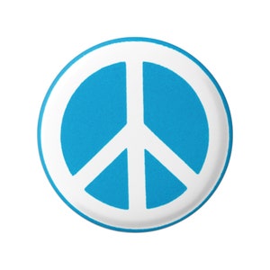 Peace Sign / Symbol in Blue and White Button for Backpacks, Jackets, Hats, or Fridge Magnet Round 1.25 Inches