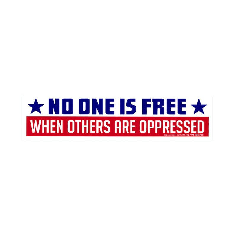No One Is Free When Others Are Oppressed - Small Bumper Sticker / Laptop Decal or Magnet, 7.25-by-1.75 Inches image 1
