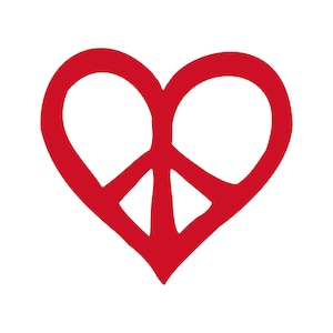 Peace Sign Heart - Anti-War Vinyl Decal / Rub On Sticker - 14 colors available (3.3&quot; x 3.1&quot;)