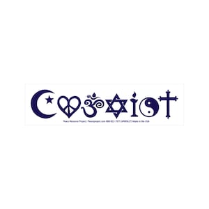 Samexistera religiösa symboler interreligiös fred liten bildekal/laptopdekal eller magnet 15 x 3,8 cm