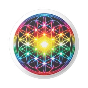 Flower of Life Mandala Sacred Geometry Button Pinback for Backpacks, Jackets, Hats, or Fridge Magnet Round 1.5 Inches