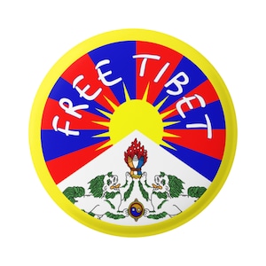 Free Tibet Human Rights Dalai Lama Political Criticism Button Pinback for Backpacks, Jackets, Hats, or Fridge Magnet 1.75&quot;