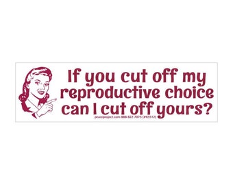 If You Cut Off My Reproductive Choice Pro-Choice rechten vrouwen abortus kleine auto bumpersticker laptopsticker of koelkastmagneet 6,2 x 1,8